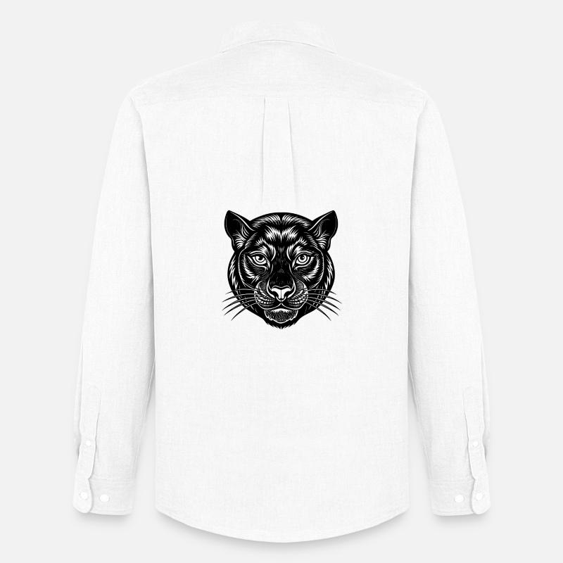 Panthergesicht - Männer Oxford Hemd von Stanley/Stella - Weiß