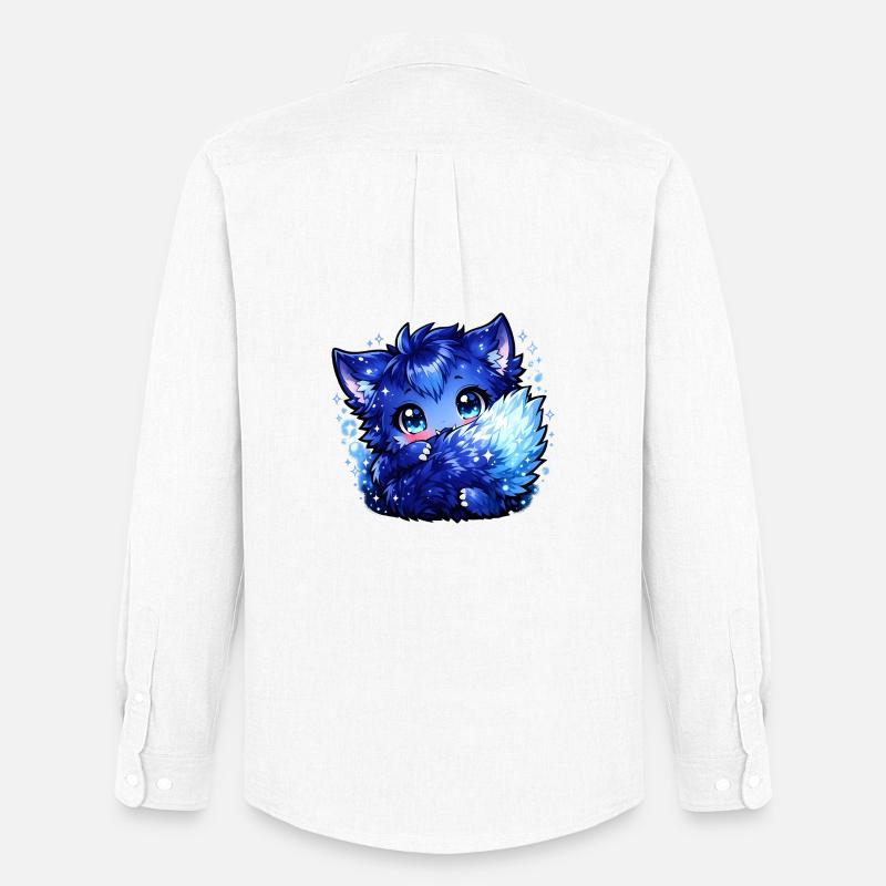 Blauer Eisfuchs Chibi-Design - Männer Oxford Hemd von Stanley/Stella - Weiß
