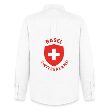 Basel shield Swiss cross - Men's Oxford Shirt by Stanley/Stella - white - Back - AI Model Male 185 dark (185cm)