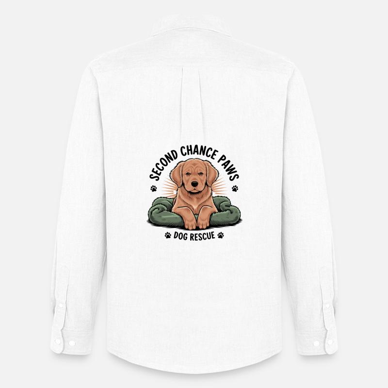 Second Chance Paws Hund Rettung - Männer Oxford Hemd von Stanley/Stella - Weiß