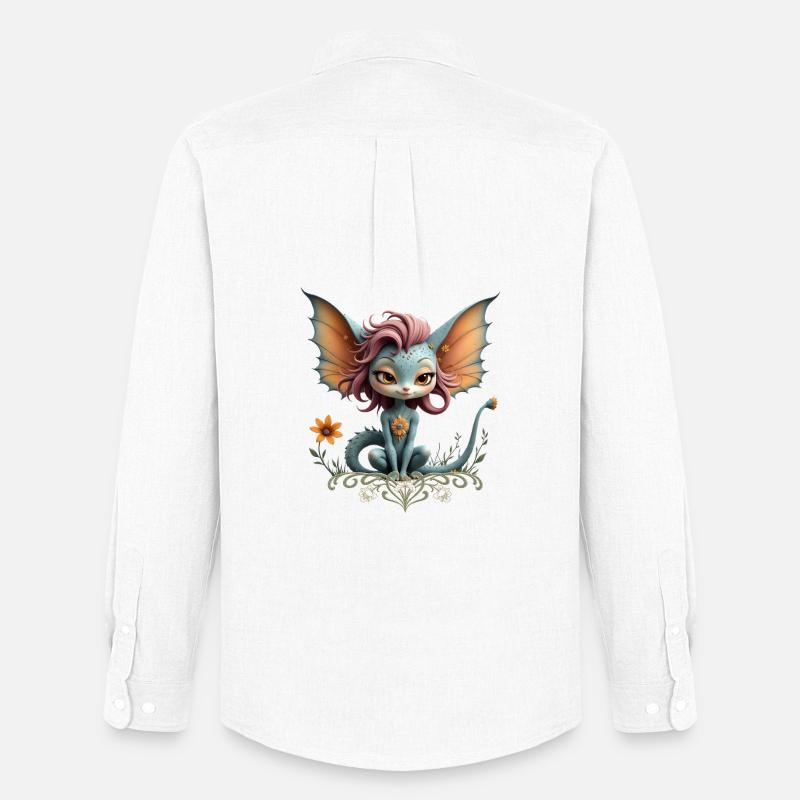 Blauer Drache mit blumigen Flügeln - Männer Oxford Hemd von Stanley/Stella - Weiß