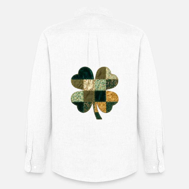 Patchwork Kleeblatt Quilt Stil - Männer Oxford Hemd von Stanley/Stella - Weiß