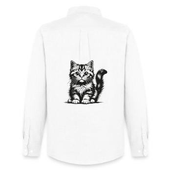 Chaton noir en silhouette - Chemise Oxford homme Stanley/Stella - blanc - Dos - AI Model Male 185 dark (185cm)