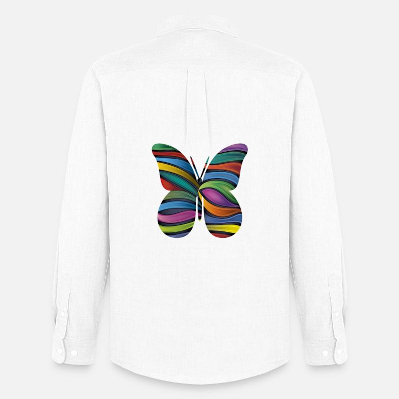 Farfalla a strisce arcobaleno - Stanley/Stella Camicia Oxford uomo - bianco