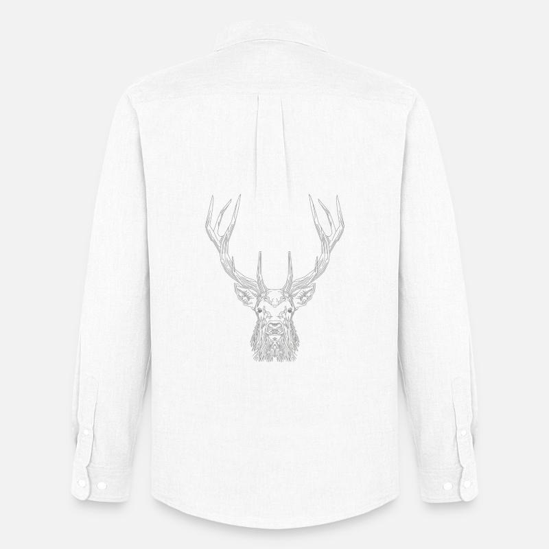 Tech Deer – Geometrischer Hirsch in Grau - Männer Oxford Hemd von Stanley/Stella - Weiß