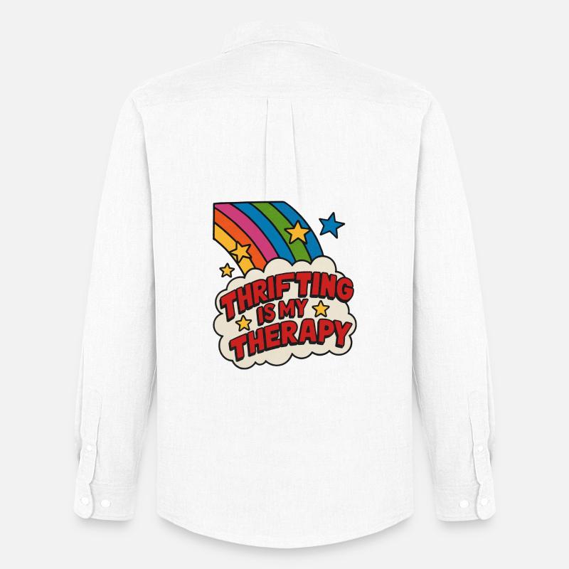 Secondhand-Therapie-Regenbogenaufkleber - Männer Oxford Hemd von Stanley/Stella - Weiß