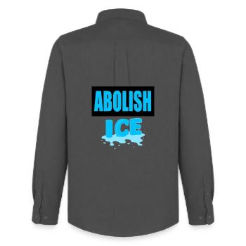 Abolish I.C.E: - Men's Oxford Shirt by Stanley/Stella - anthracite - Back - AI Model Male 185 dark (185cm)