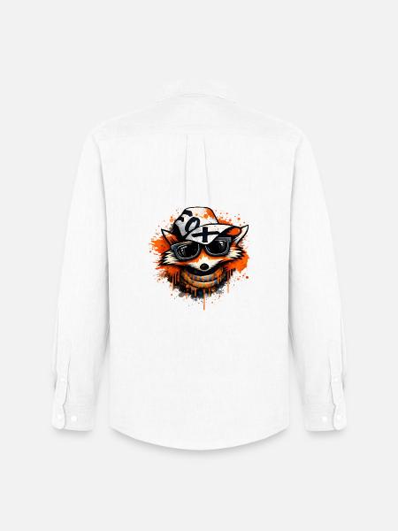 Cool fox with cap and sunglasses - Men's Oxford Shirt by Stanley/Stella - white