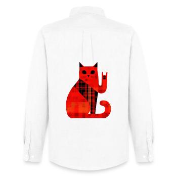 Motif à carreaux de chat rouge Moderne - Chemise Oxford homme Stanley/Stella - blanc - Dos - AI Model Male 185 dark (185cm)