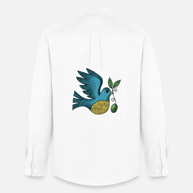 Azurblauer Vogel mit wirbelndem Bauch - Männer Oxford Hemd von Stanley/Stella - Weiß
