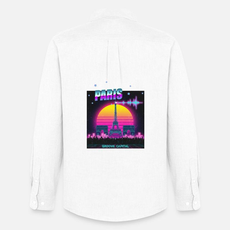 Paris Retro Wave Techno - Männer Oxford Hemd von Stanley/Stella - Weiß