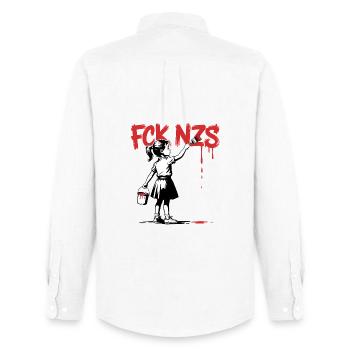 de nazis - T-shirt antifasciste - Chemise Oxford homme Stanley/Stella - blanc - Dos - AI Model Male 185 dark (185cm)