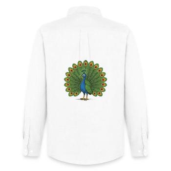 Peacock Colourful Crest - Men's Oxford Shirt by Stanley/Stella - white - Back - AI Model Male 185 dark (185cm)