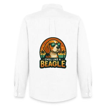Chill Like A Beagle - Männer Oxford Hemd von Stanley/Stella - Weiß - Hinten - AI Model Male 185 dark (185cm)