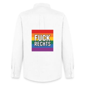 Fuck Rechts - Antifa Tee - Männer Oxford Hemd von Stanley/Stella - Weiß - Hinten - AI Model Male 185 dark (185cm)