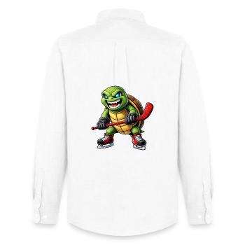 Aggressive Schildkröte Eishockey Spieler Horror - Men's Oxford Shirt by Stanley/Stella - white - Back - AI Model Male 185 dark (185cm)