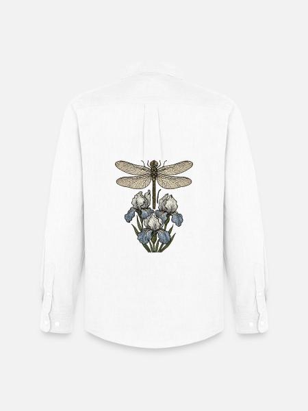 Dragonfly over iris flowers - Men's Oxford Shirt by Stanley/Stella - white