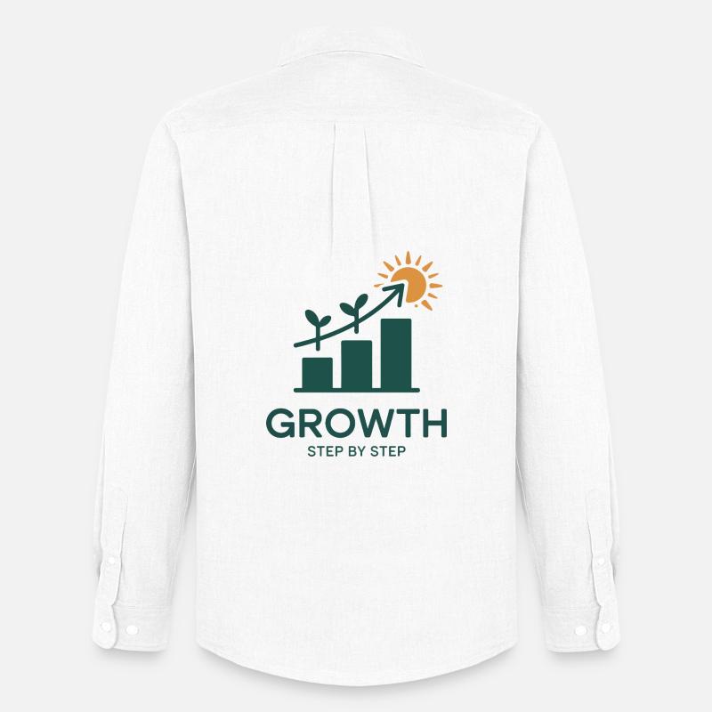 Growth Step by Step – Erfolg & Wachstum - Männer Oxford Hemd von Stanley/Stella - Weiß
