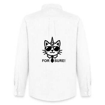 Chat-licorne for sure ! - Chemise Oxford homme Stanley/Stella - blanc - Dos - AI Model Male 185 dark (185cm)