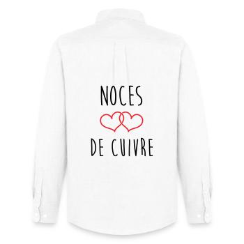 noces de cuivre 32 ans de bonheur - Chemise Oxford homme Stanley/Stella - blanc - Dos - AI Model Male 185 dark (185cm)