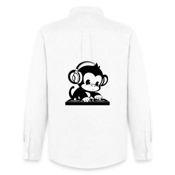 DJ singe avec des écouteurs - Chemise Oxford homme Stanley/Stella - blanc - Dos - AI Model Male 185 dark (185cm)