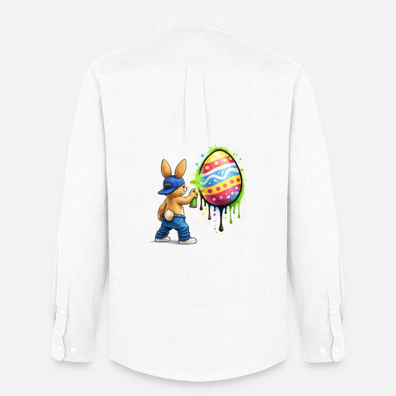 Graffiti bunny with Easter egg - Men's Oxford Shirt by Stanley/Stella - white