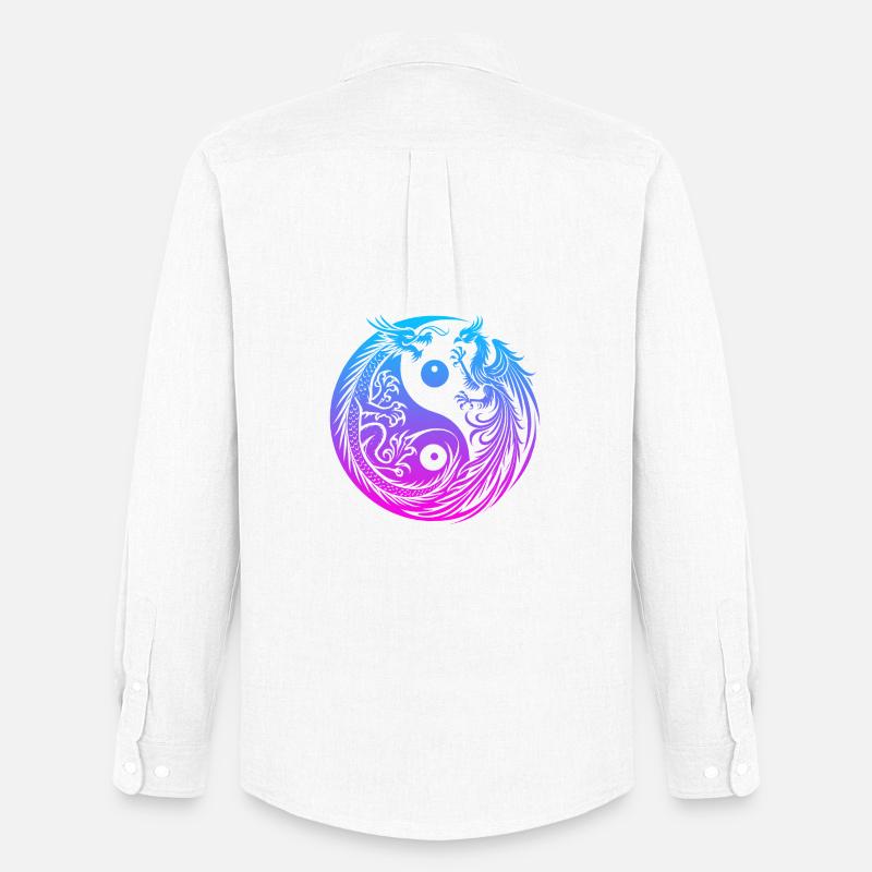 Yin Yang Drache und Phönix Neon - Männer Oxford Hemd von Stanley/Stella - Weiß
