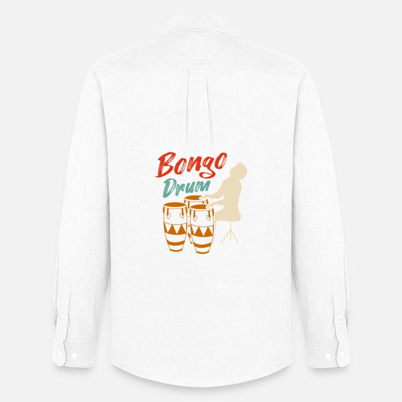 Retro Bongo Drum Silhouette Musician Design - Männer Oxford Hemd von Stanley/Stella - Weiß