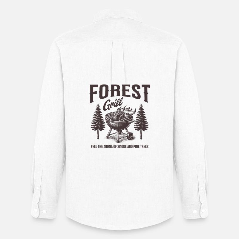 Forest Grill Holzaromen - Männer Oxford Hemd von Stanley/Stella - Weiß