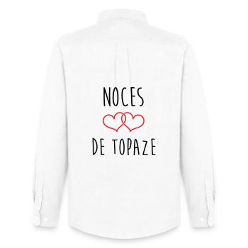 Noces de topaze 44 ans de mariage - Chemise Oxford homme Stanley/Stella - blanc - Dos - AI Model Male 185 dark (185cm)