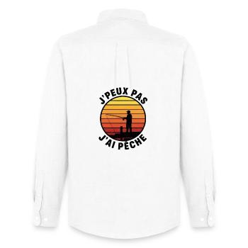 I can't I peach – sunset - Men's Oxford Shirt by Stanley/Stella - white - Back - AI Model Male 185 dark (185cm)