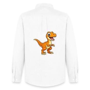 Dino Vélocirraptor Dinosaure - Chemise Oxford homme Stanley/Stella - blanc - Dos - AI Model Male 185 dark (185cm)