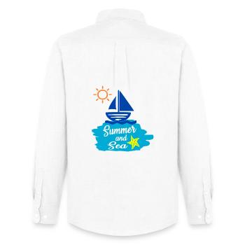 Summer and Sea - Sommerdesign  - Männer Oxford Hemd von Stanley/Stella - Weiß - Hinten - AI Model Male 185 dark (185cm)
