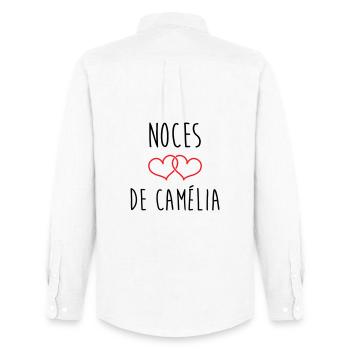 Noces de Camélia 51 ans de mariage - Chemise Oxford homme Stanley/Stella - blanc - Dos - AI Model Male 185 dark (185cm)