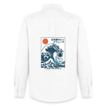 Japan Great Wave of Hokkaido Surfing Astronaut - Men's Oxford Shirt by Stanley/Stella - white - Back - AI Model Male 185 dark (185cm)