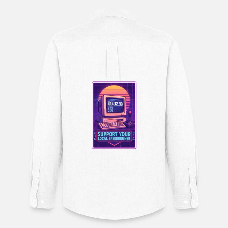 Speedrunner supporten | Retro Gaming Timer - Männer Oxford Hemd von Stanley/Stella - Weiß