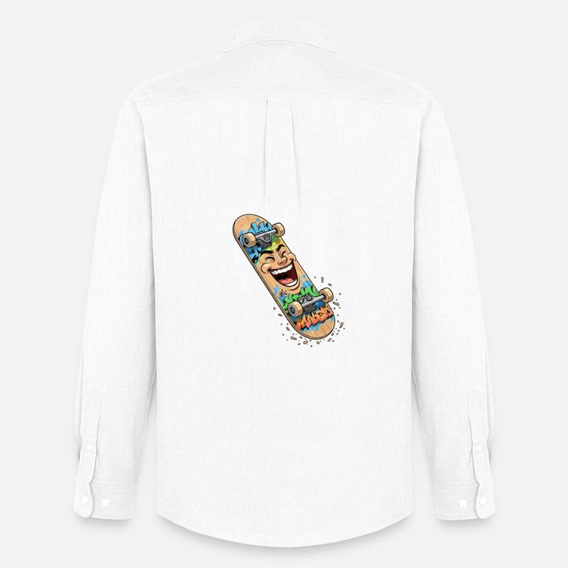 Lachender Skateboard Graffiti - Männer Oxford Hemd von Stanley/Stella - Weiß