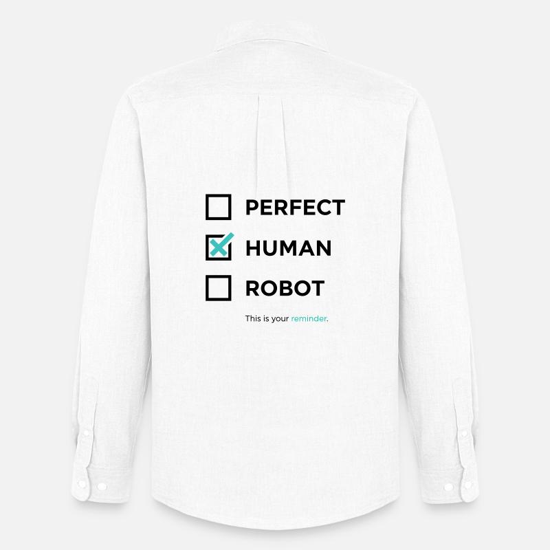 Perfect Human Robot – Minimal Checkbox Statement - Männer Oxford Hemd von Stanley/Stella - Weiß