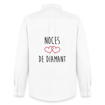 Anniversaire Mariage - Noces de Diamant (60 ans) - Chemise Oxford homme Stanley/Stella - blanc - Dos - AI Model Male 185 dark (185cm)