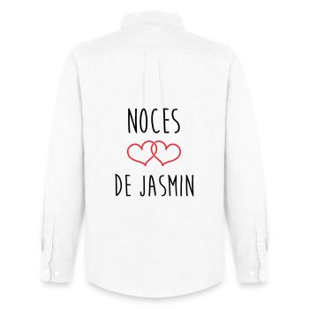 Anniversaire Mariage - Noces de Jasmin (66 ans) - Chemise Oxford homme Stanley/Stella - blanc - Dos - AI Model Male 185 dark (185cm)