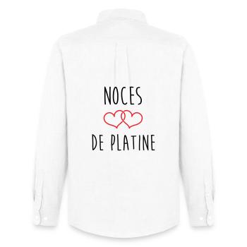 Noces de Platine 70 ans de mariage - Chemise Oxford homme Stanley/Stella - blanc - Dos - AI Model Male 185 dark (185cm)