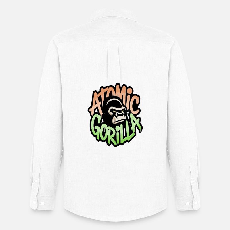 Atom-Gorilla-Graffiti - Männer Oxford Hemd von Stanley/Stella - Weiß