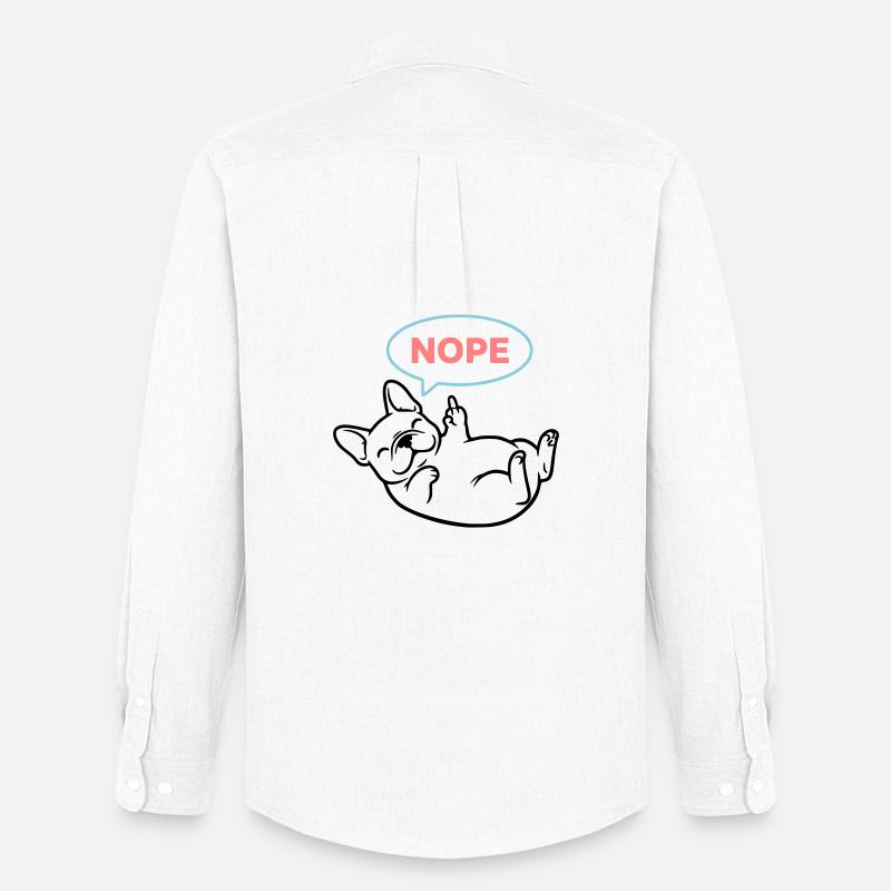 Frenchie Hund Nope Comic Bunt - Männer Oxford Hemd von Stanley/Stella - Weiß