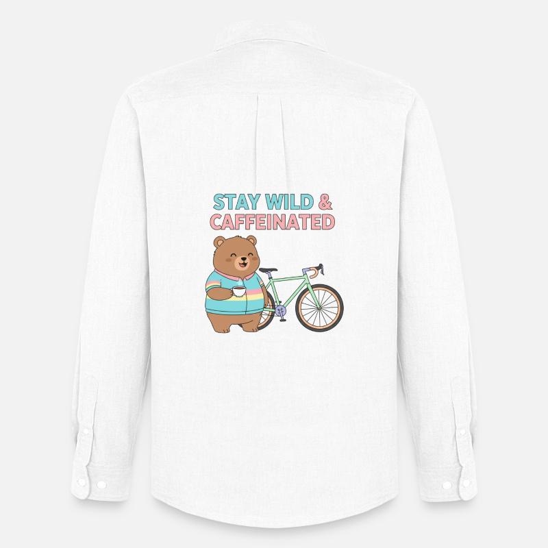 Stay Wild Caffeinated Bear Cycling - Männer Oxford Hemd von Stanley/Stella - Weiß