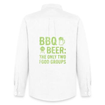 BBQ shirt, hoodie, gift idea for grill master - Men's Oxford Shirt by Stanley/Stella - white - Back - AI Model Male 185 dark (185cm)