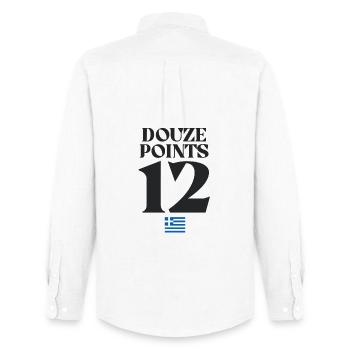 Douze Points 12 Grèce Euroviation - Chemise Oxford homme Stanley/Stella - blanc - Dos - AI Model Male 185 dark (185cm)