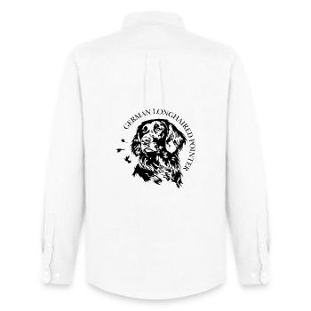 German Longhaired Pointer Hunting Dogs Dogs Wilsigns - Men's Oxford Shirt by Stanley/Stella - white - Back - AI Model Male 185 dark (185cm)