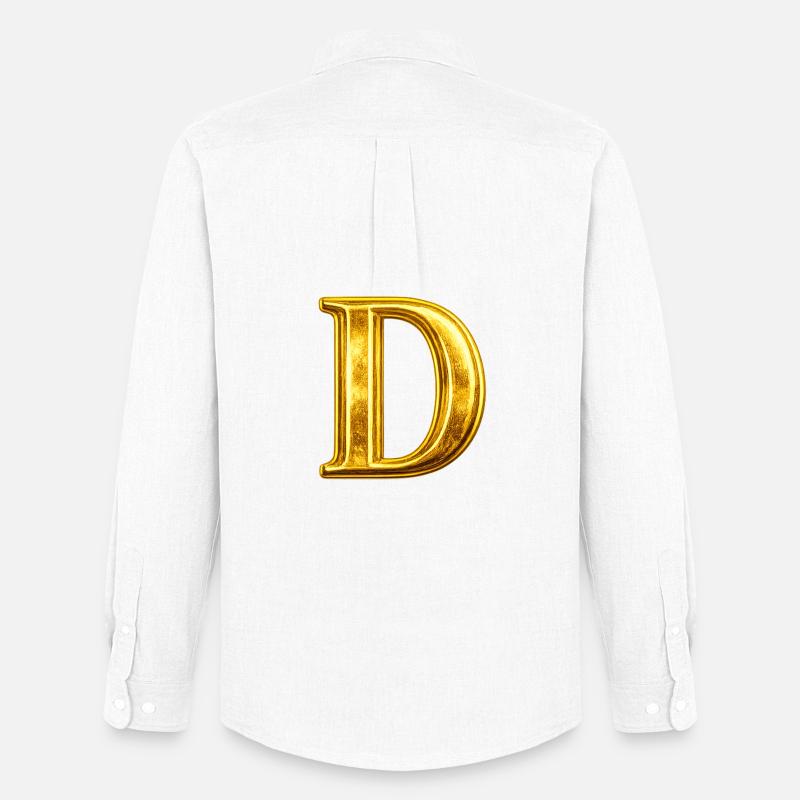 Goldenes D Monogramm - Männer Oxford Hemd von Stanley/Stella - Weiß