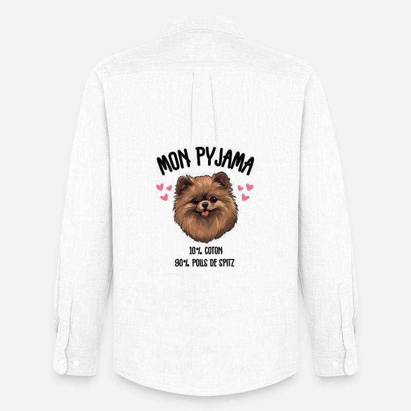 Lustige Pomeranian-Spitzhunde-Pyjamas - Männer Oxford Hemd von Stanley/Stella - Weiß