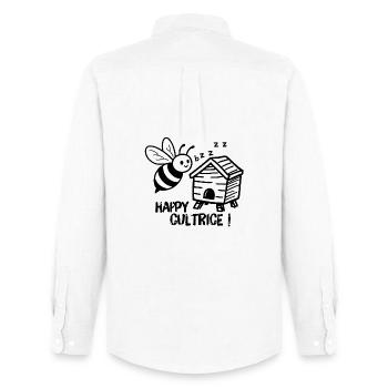 Apicultrice, happy cultrice abeille avec une ruche - Chemise Oxford homme Stanley/Stella - blanc - Dos - AI Model Male 185 dark (185cm)